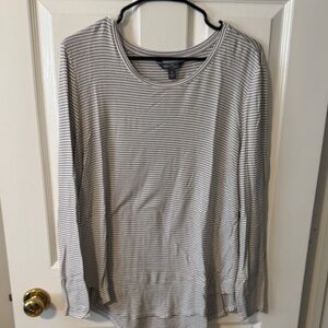 Market & Spruce Striped Long Sleeve Crewneck - Gray & White